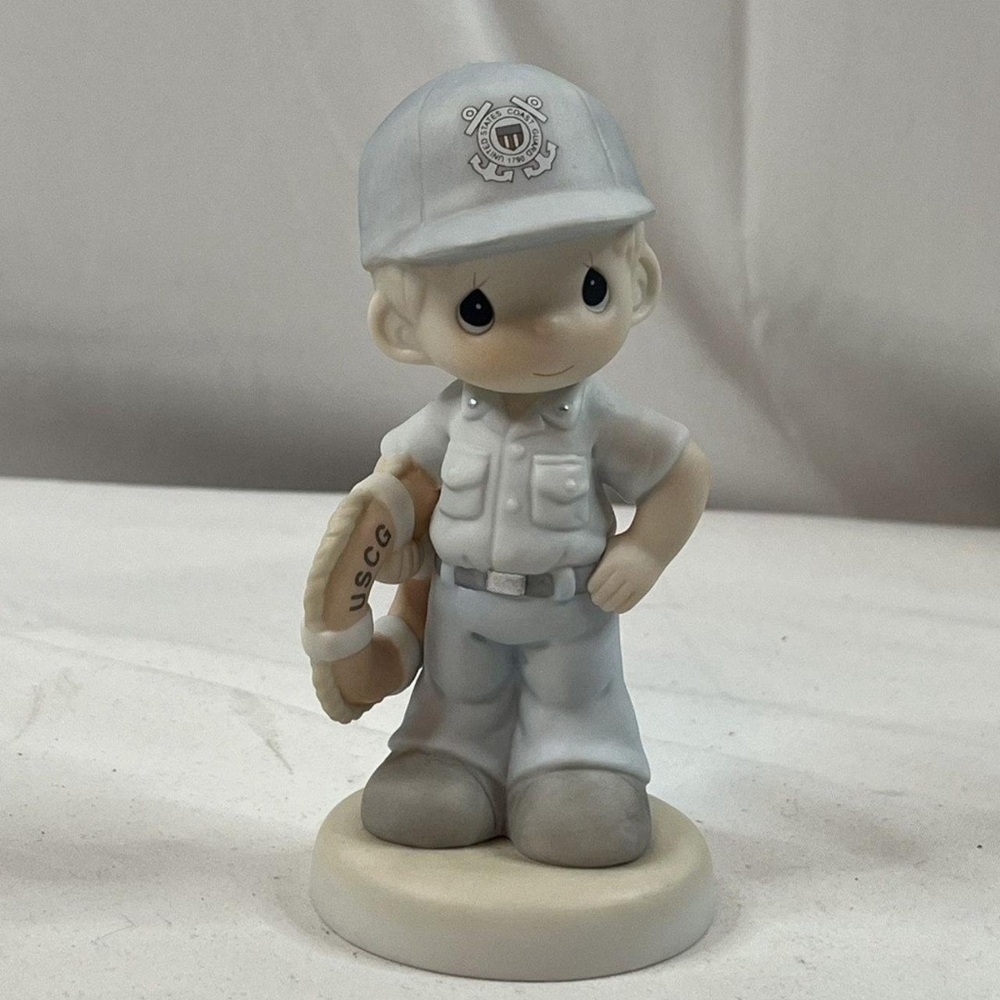 1999 Precious Moments "I'm Proud To Be An American" Coast Guard Boy 588148